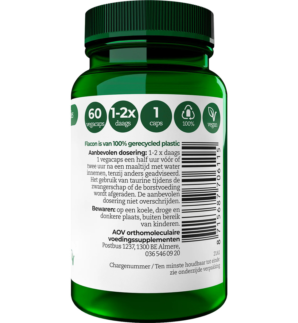 AOV 611 Taurine 500mg (60 vega capsules) - image 2
