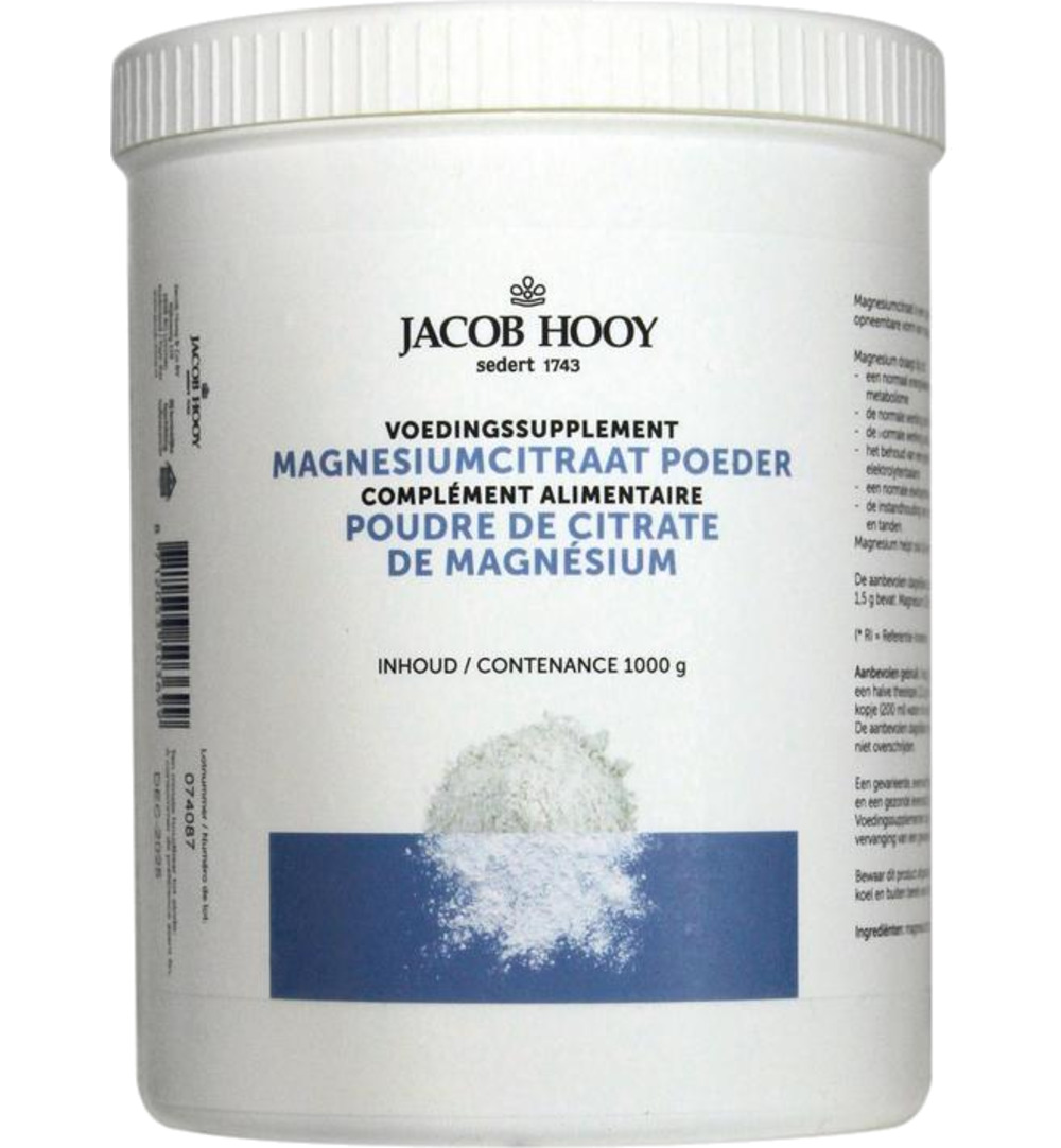 Jacob Hooy Magnesiumcitraat poeder (1000 gr)