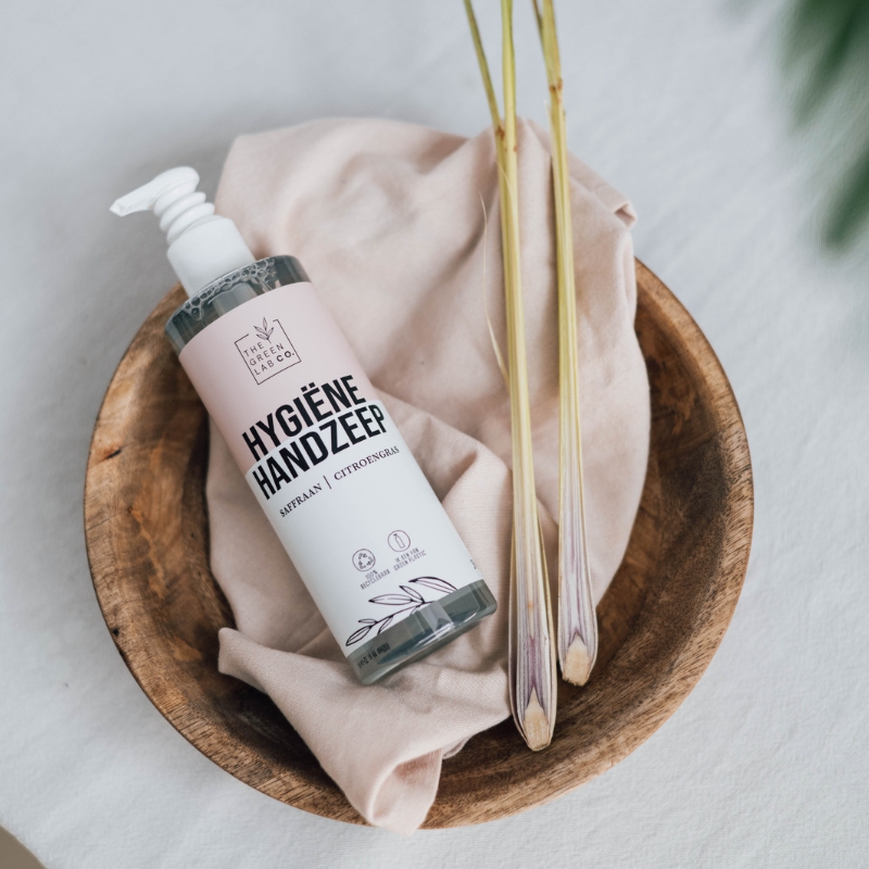 Thegreen Lab Co Handzeep vloeibaar saffraan & citroen met pomp (300 ml)