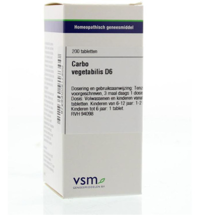 VSM Carbo vegetabilis D6 (200 tabletten)