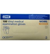 cmt Onderzoekshandschoen vinyl wit poedervrij L (100 stuks)