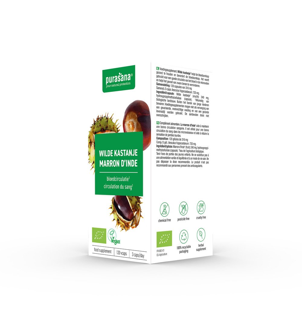Purasana Wilde Kastanje/Marron D'Inde Vegan Bio (120 vega capsules) - image 4