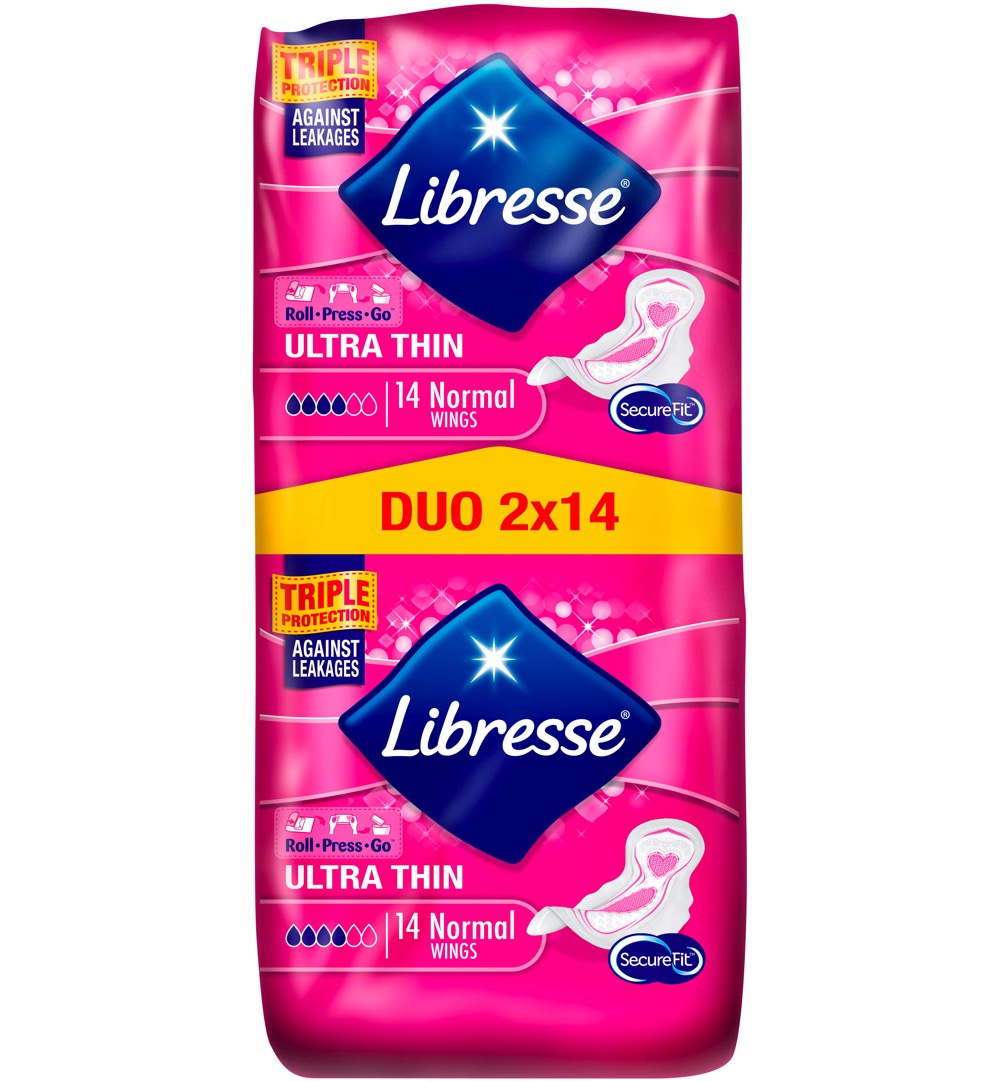 Libresse Freshness & protection ultra+ met vleugel (28 stuks)