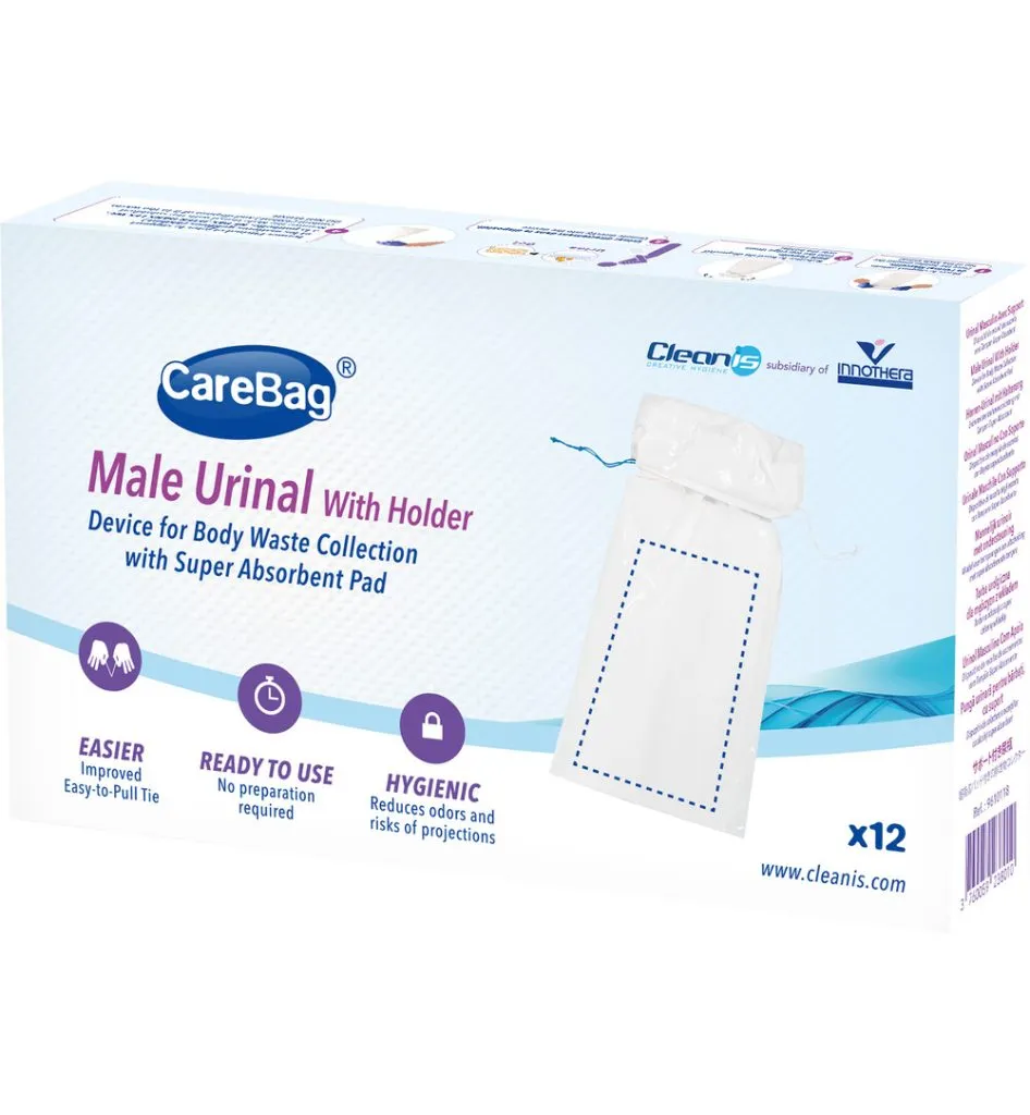 Carebag Wegwerpurinaal man met houder (12 stuks)