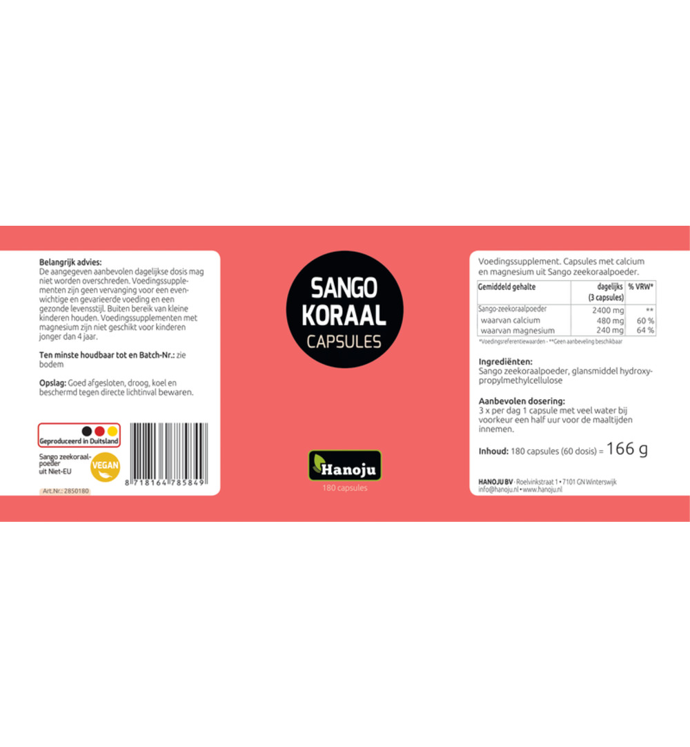 Hanoju Sango Koraal (180 capsules)