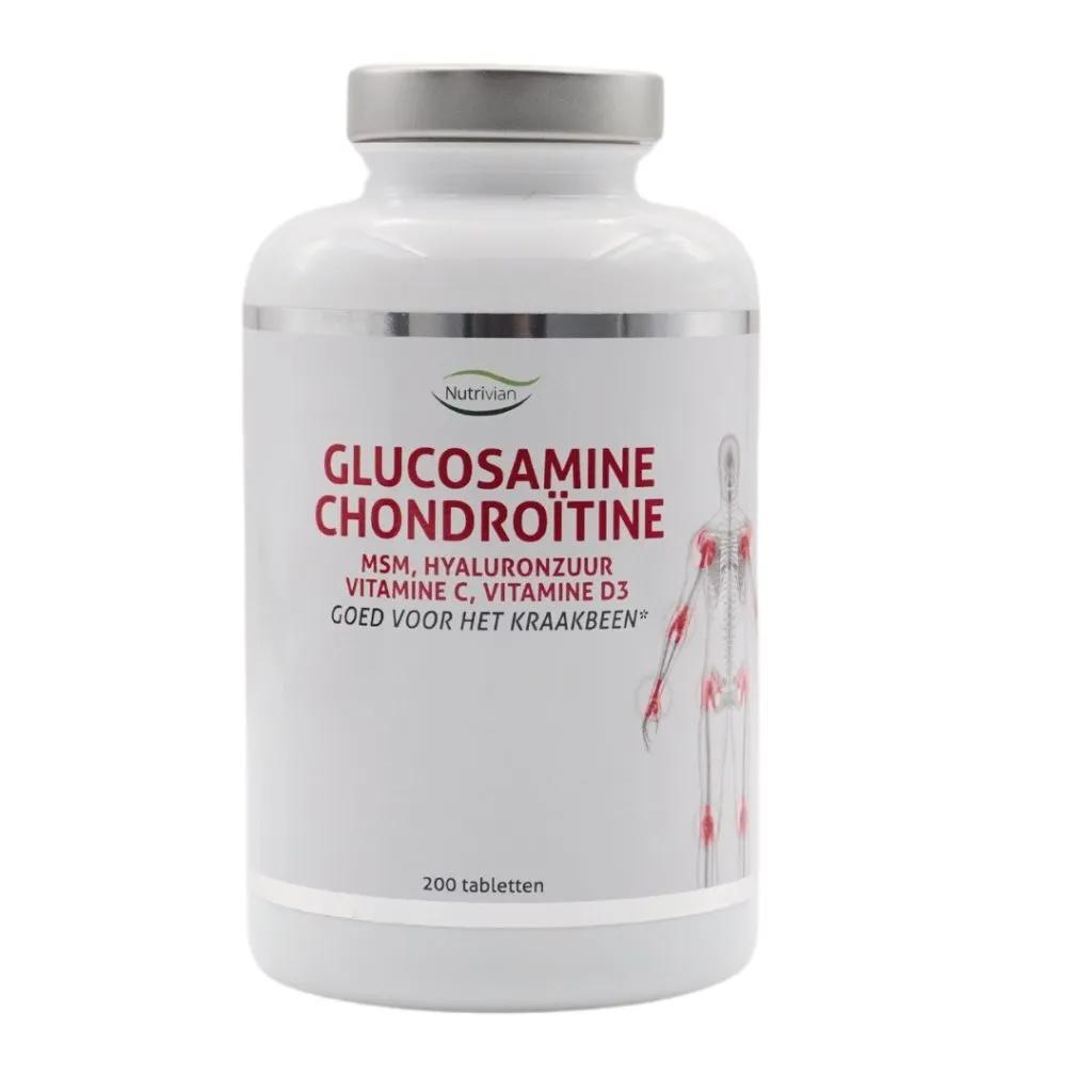 Nutrivian Glucosamine chondroitine MSM hyaluron vit D3/C (200 tabletten)