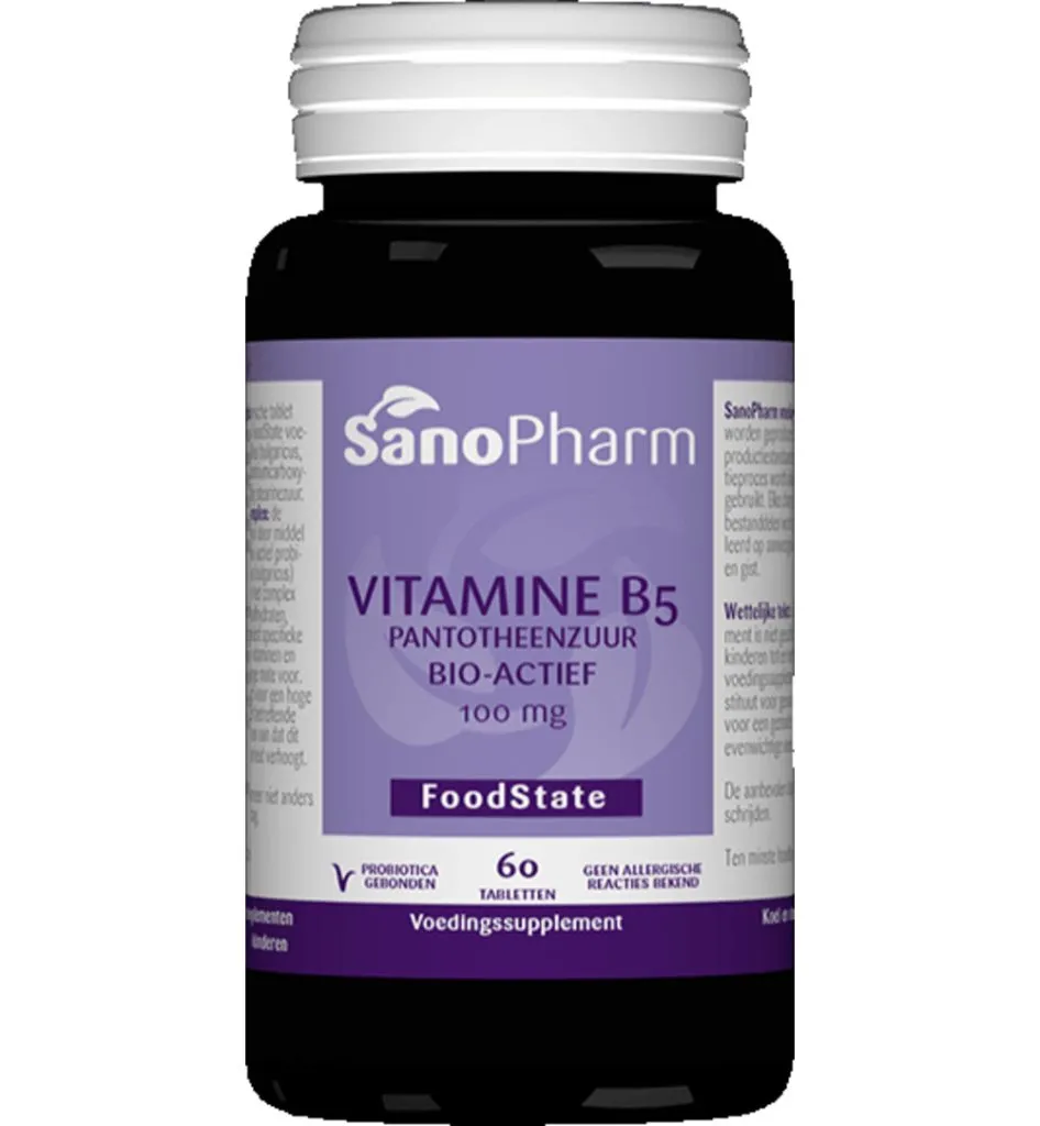 Sanopharm Vitamine B5 pantotheenzuur 100 mg (60 tabletten)