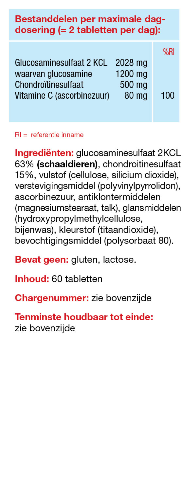 Leef Vitaal Glucosamine & chondroitine vitamine C (60 tabletten)