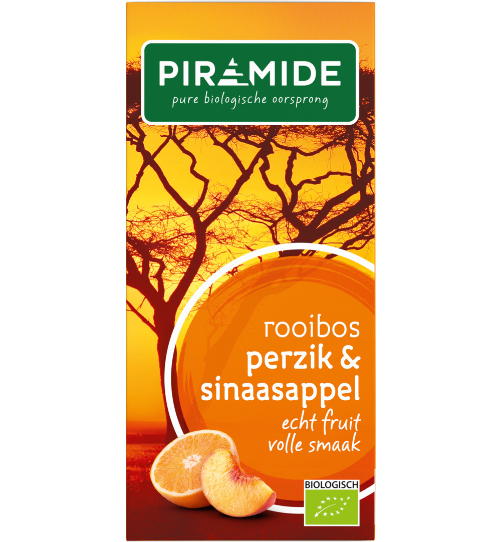 Piramide Rooibos Perzik Sinaasappel Thee Bio (20 stuks)
