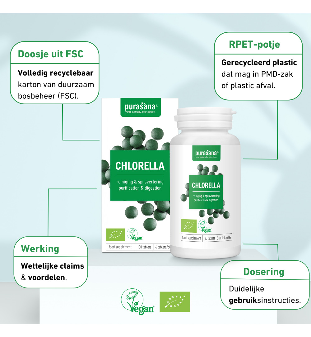 Purasana Chlorella Vegan Bio (180 tabletten) - image 8