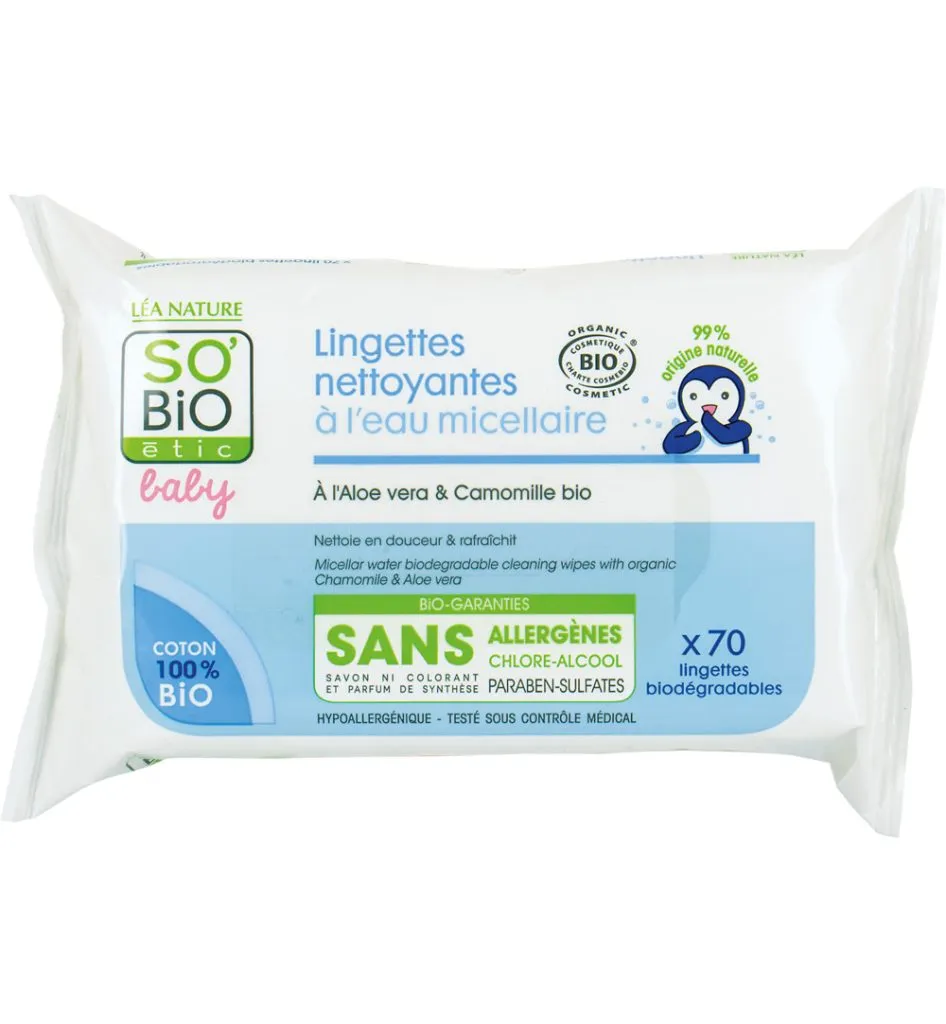 So Bio Etic Baby wipes micellair (70 stuks)