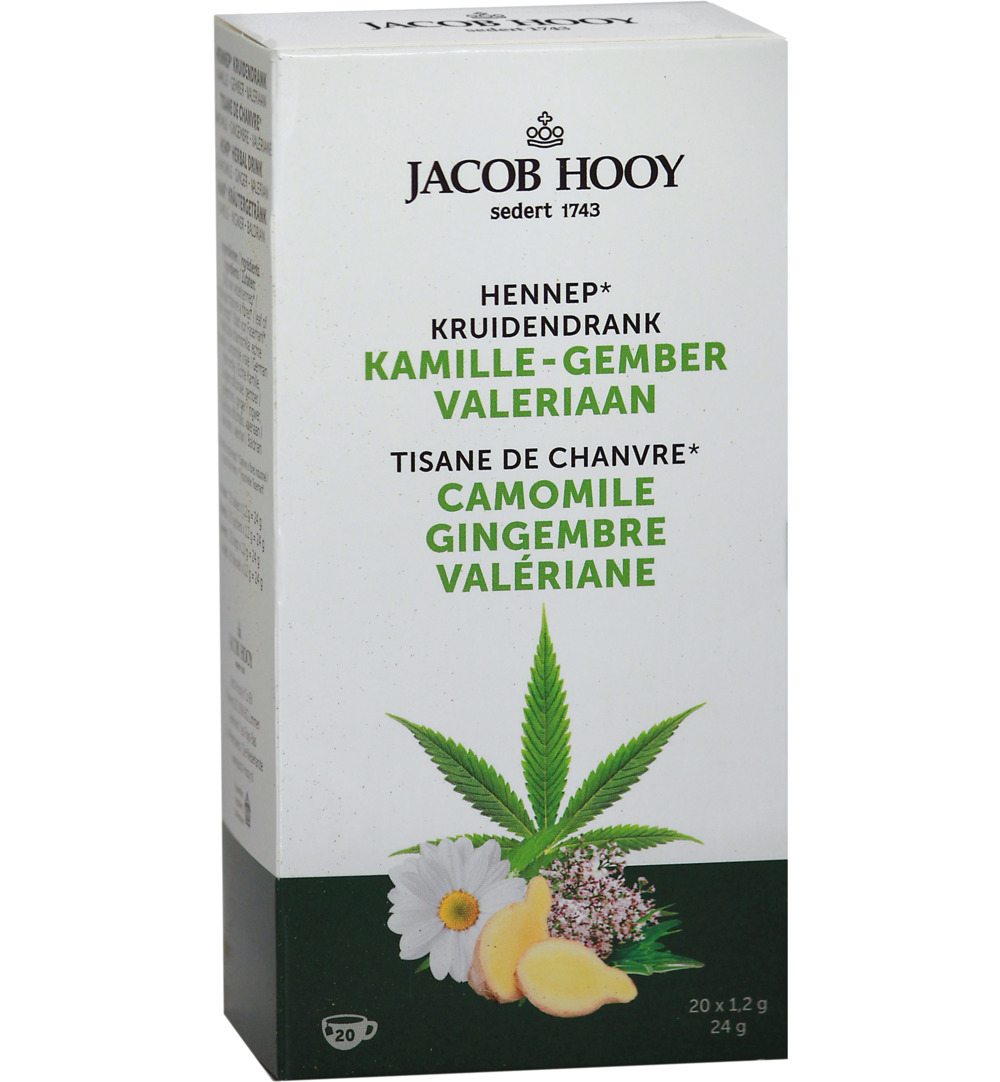 Jacob Hooy Hennep Kamille Gember Valeriaan Thee (20 stuks)