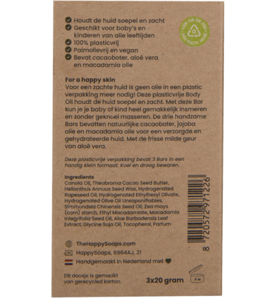 Happysoaps Baby & kids body oil bar aloe you very much (60 gr)