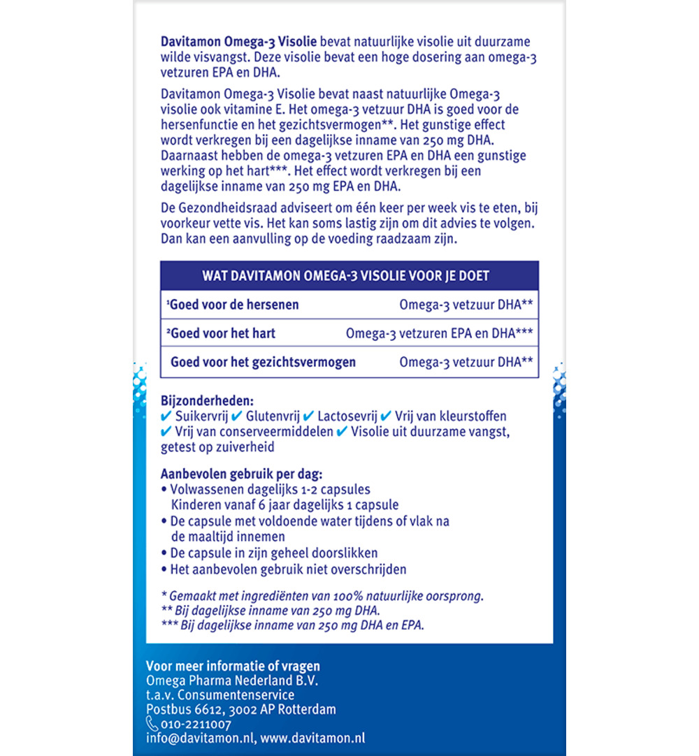 Davitamon Omega 3 Visolie (60 capsules) - image 2