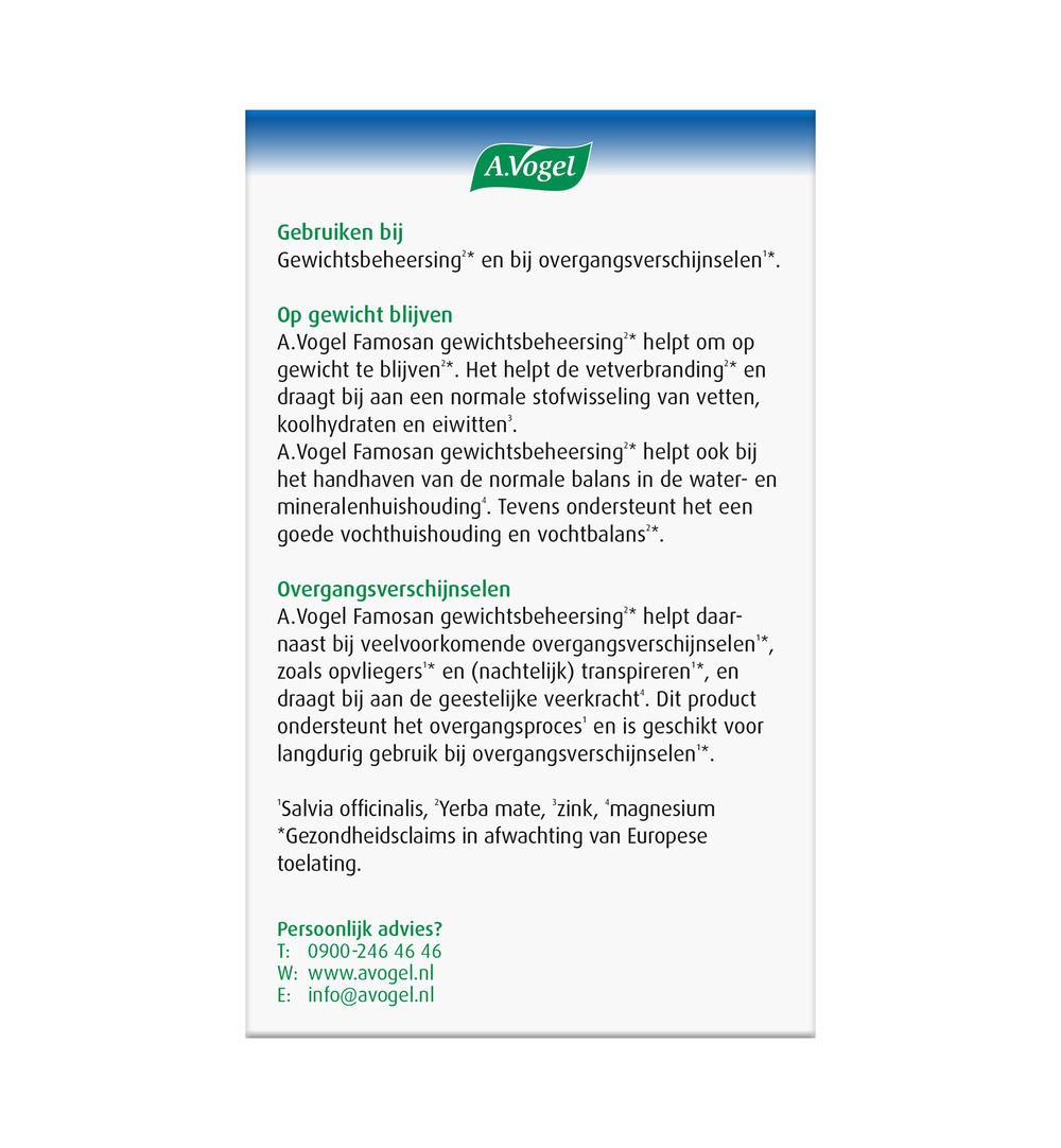 A.Vogel Famosan Overgang Gewichtsbeheersing (60 tabletten) - image 3
