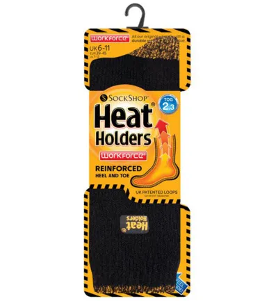 Heat Holders Mens workforce socks maat 6-11 black (1 paar)