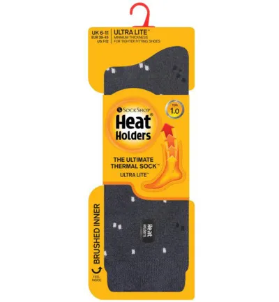 Heat Holders Mens ultra lite socks micro maat 6-11 charcoal (1 paar)