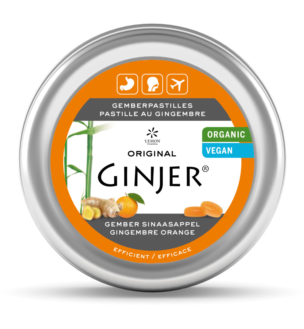 Lemon Pharma Ginjer original gember pastilles sinaasappel bio (40 gr)