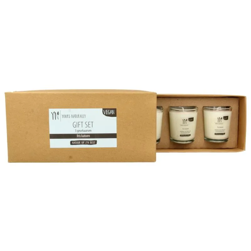 Yours Naturally Gift Set 3 Votive Geurkaarsen F Ris Katoen (1 set)