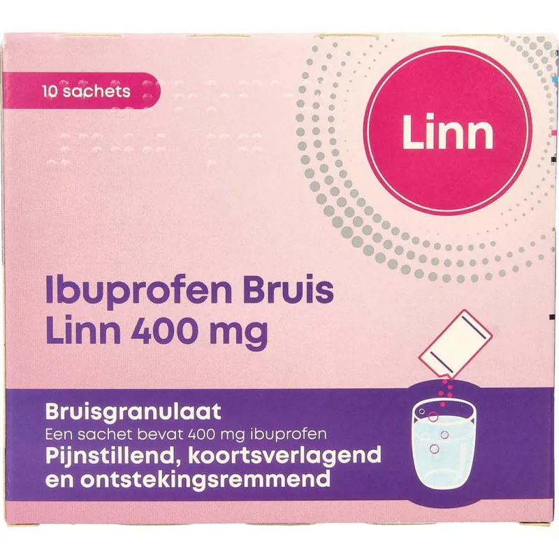 Linn Ibuprofen bruisgranulaat 400mg (10 zakjes)