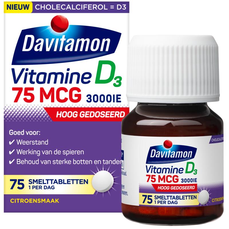 Davitamon Vitamine D volwassenen 75mcg smelttablet (75 tabletten)