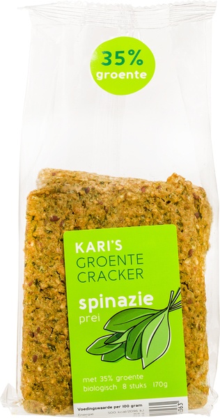 Kari'S Crackersgroentecracker Spinazie Prei B Io (170 gr)
