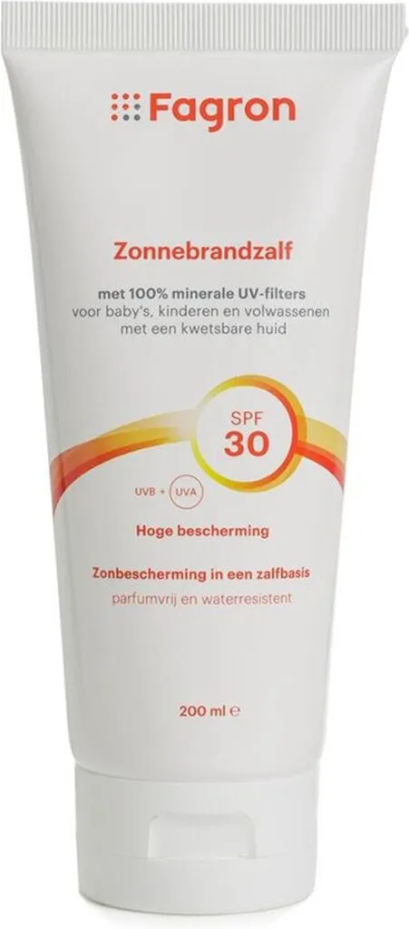 Fagron Zonnebrand Zalf SPF 30 100% Minerale UV Filters (200 ml)