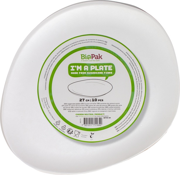 Biopak Wegwerp-Bord Pebble, 27 Cm (10 stuks)