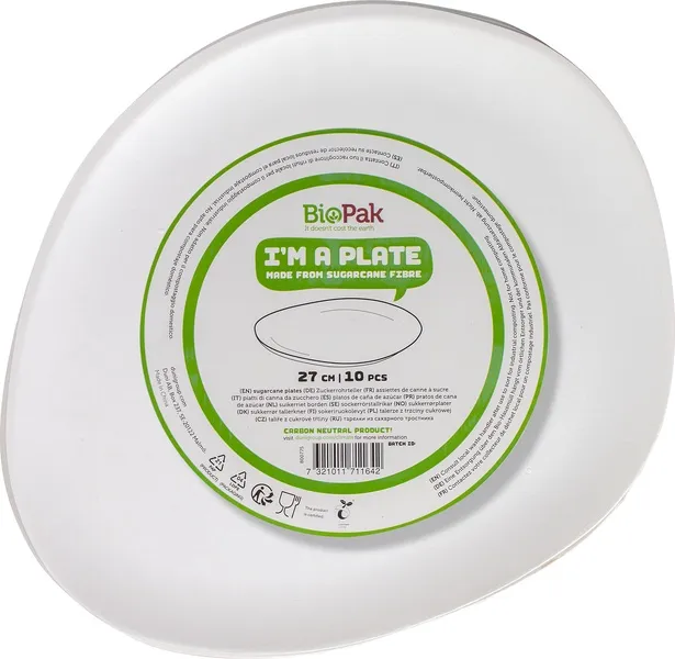 Biopak Wegwerp-Bord Pebble, 27 Cm (10 stuks)