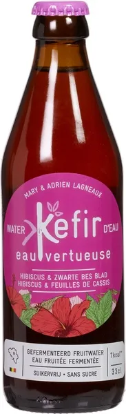 Kéfir Eau Vertueuse Waterkefir Hibiscus & Zwarte Bes Blad (330 ml)