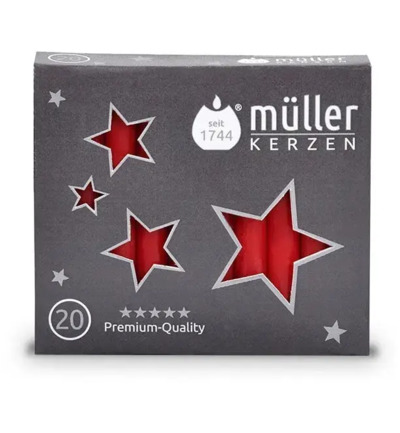 Müller Kerzen Kerstboomkaars 120/12 Rood (20 stuks)