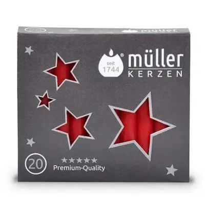 Müller Kerzen Kerstboomkaars 120/12 Rood (20 stuks)