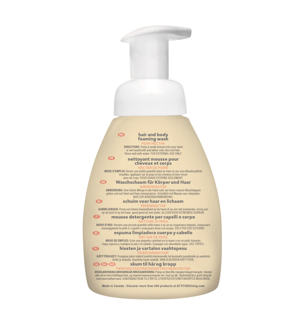 Attitude Baby Leaves 2in1 schuimende haar&body zeep pear nectar (295 ml)