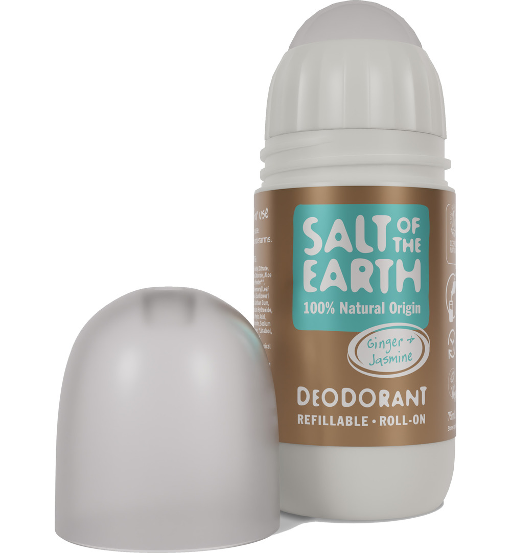 Salt Of The Earth Natural Deodorant Roll On, Ginger & Jasmine (75 ml)