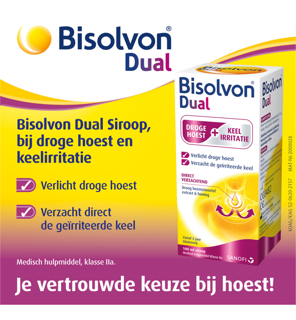 Bisolvon Dual droge hoest/keelirritatie siroop (100 ml)