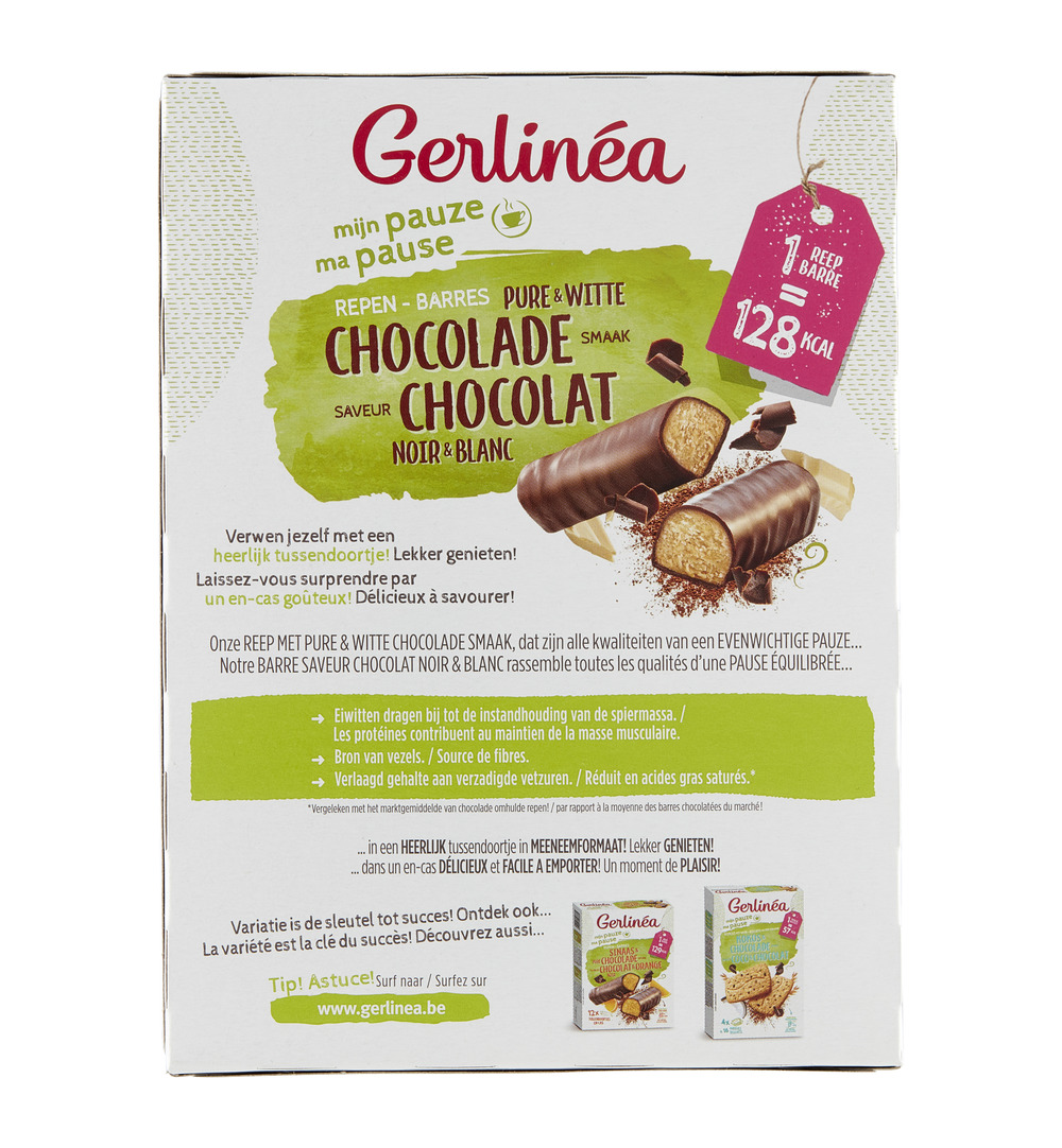 Gerlinéa Snackrepen Pure & Witte Chocolade Smaak (372 gr)