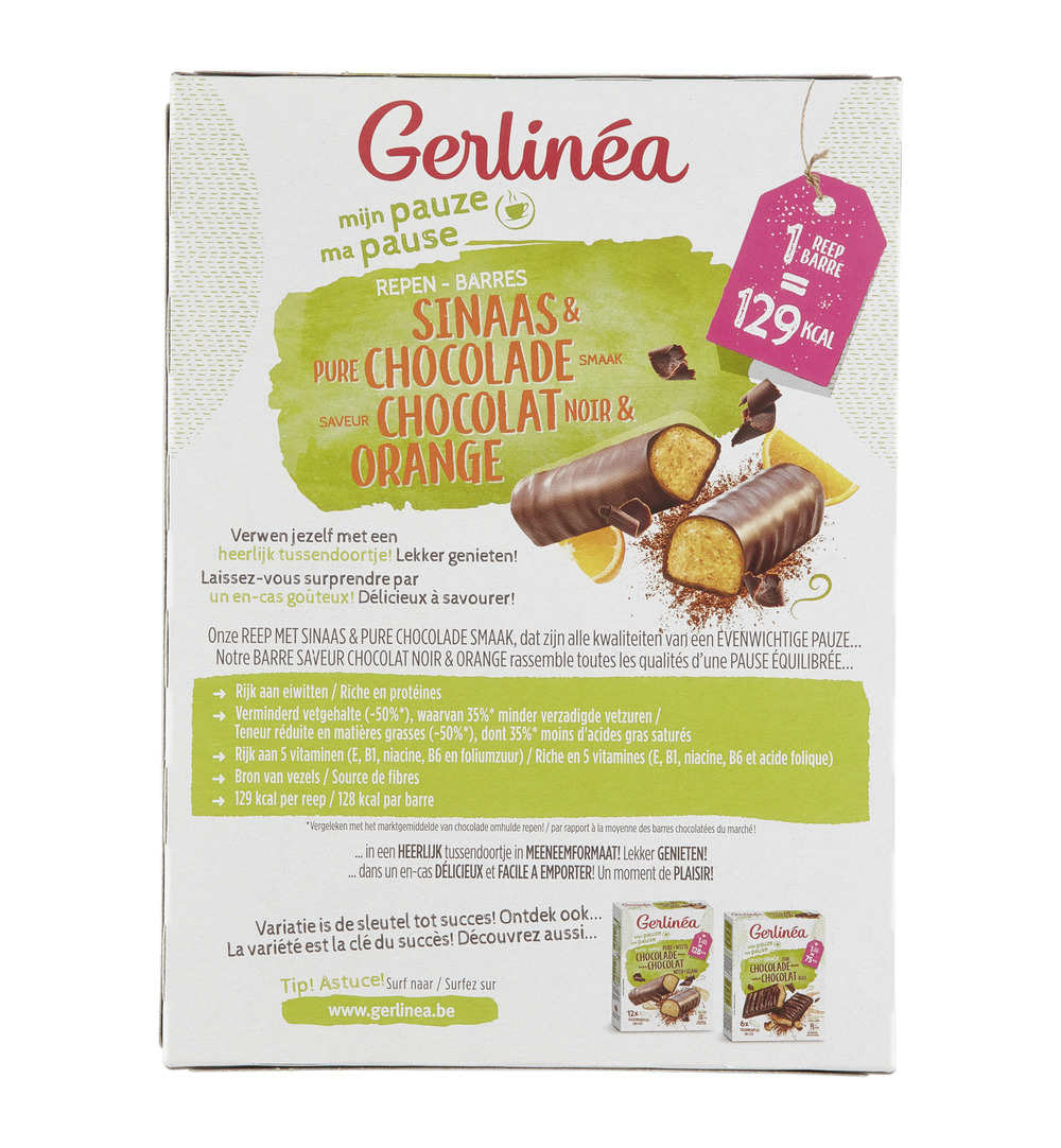 Gerlinéa Snackrepen Sinaas & Pure Chocolade Smaak (372 gr)