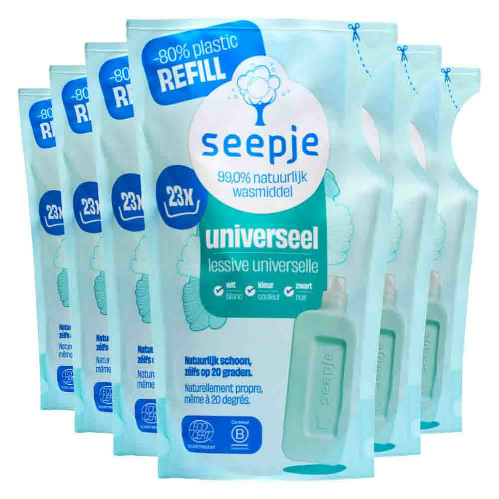 Seepje Vloeibaar Wasmiddel Navulling Universeel Sprankelende Jasmijn (6 x 1000 ml)