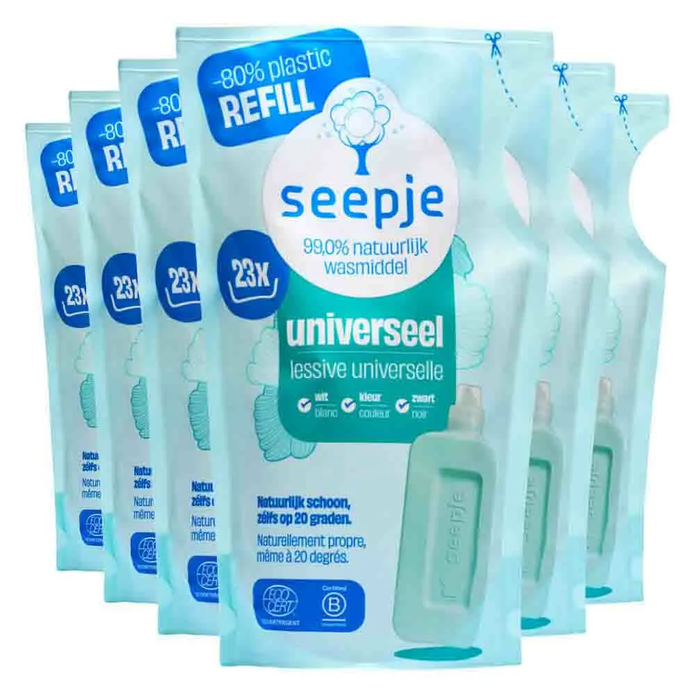 Seepje Vloeibaar Wasmiddel Navulling Universeel Sprankelende Jasmijn (6 x 1000 ml)