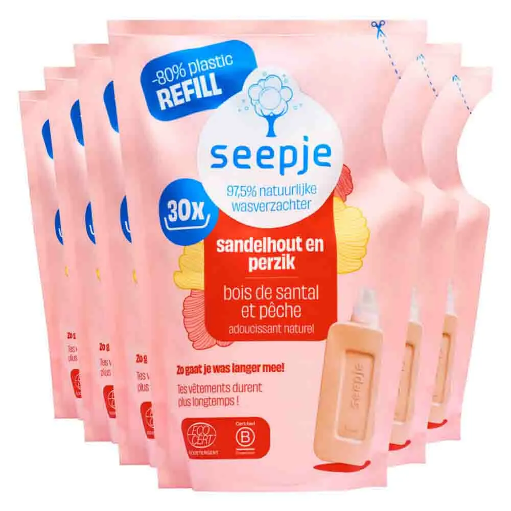 Seepje Wasverzachter Navulling Sandelhout En Perzik (6 X 750 ml)