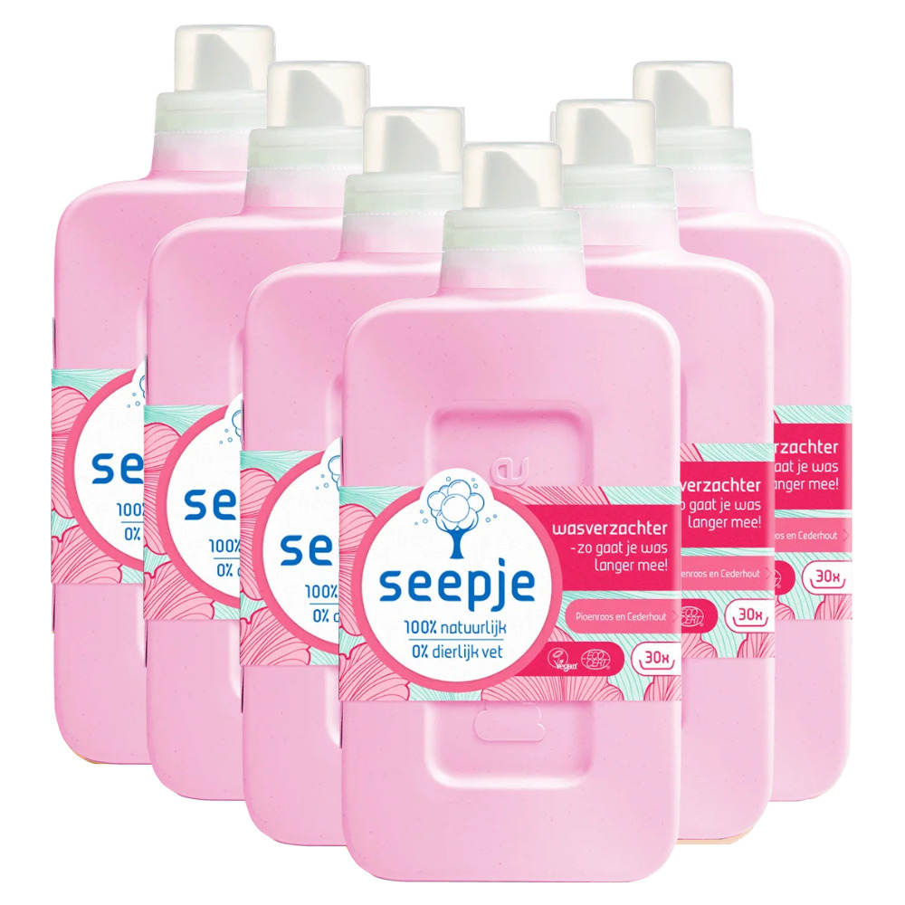 Seepje Wasverzachter Navulling Pioenroos En Cederhout (6 X 750 ml)