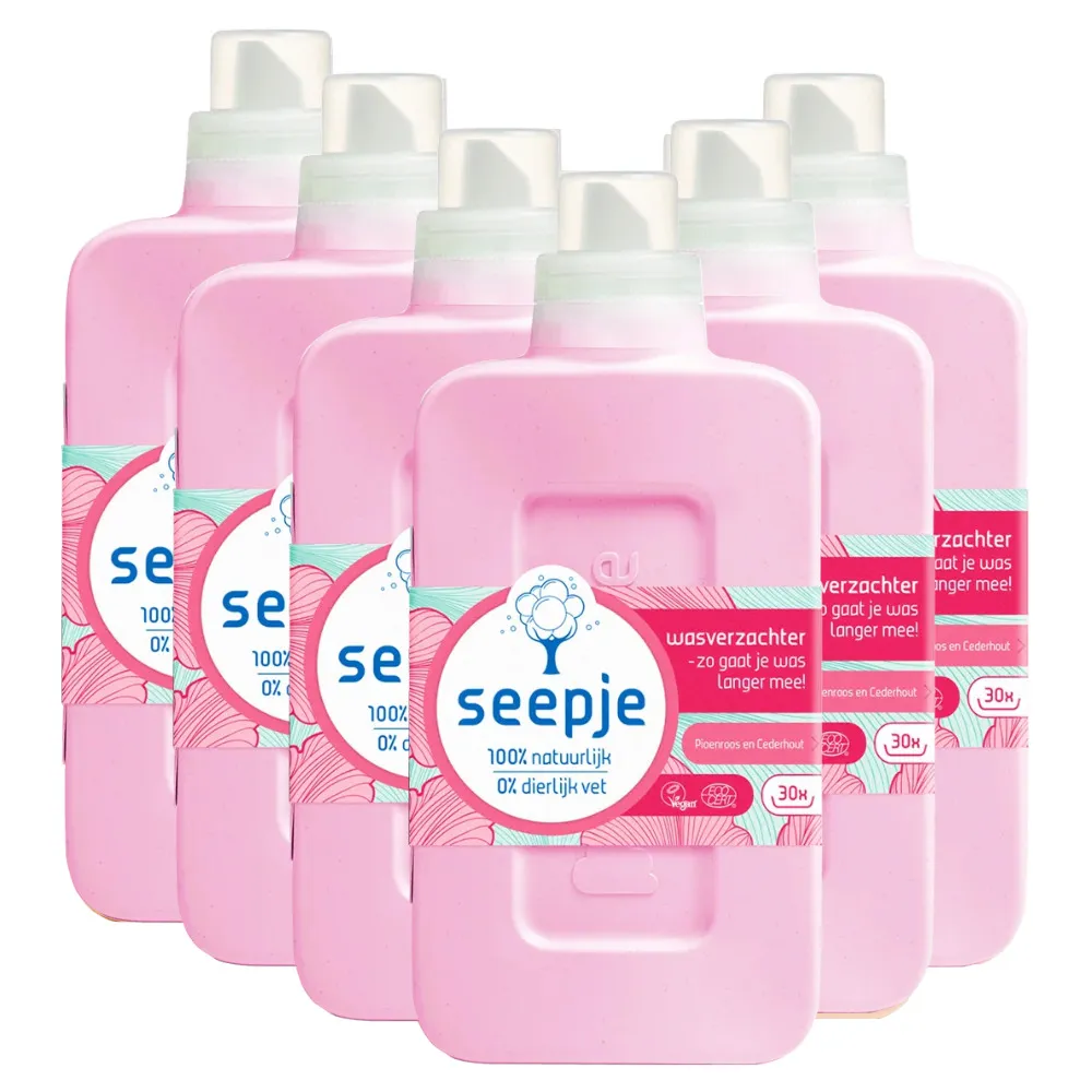Seepje Wasverzachter Navulling Pioenroos En Cederhout (6 X 750 ml)