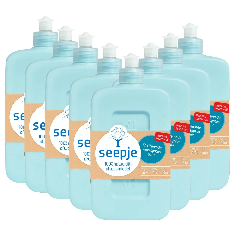 Seepje Afwasmiddel Spetterende Eucalyptus (8 x 500 ml)