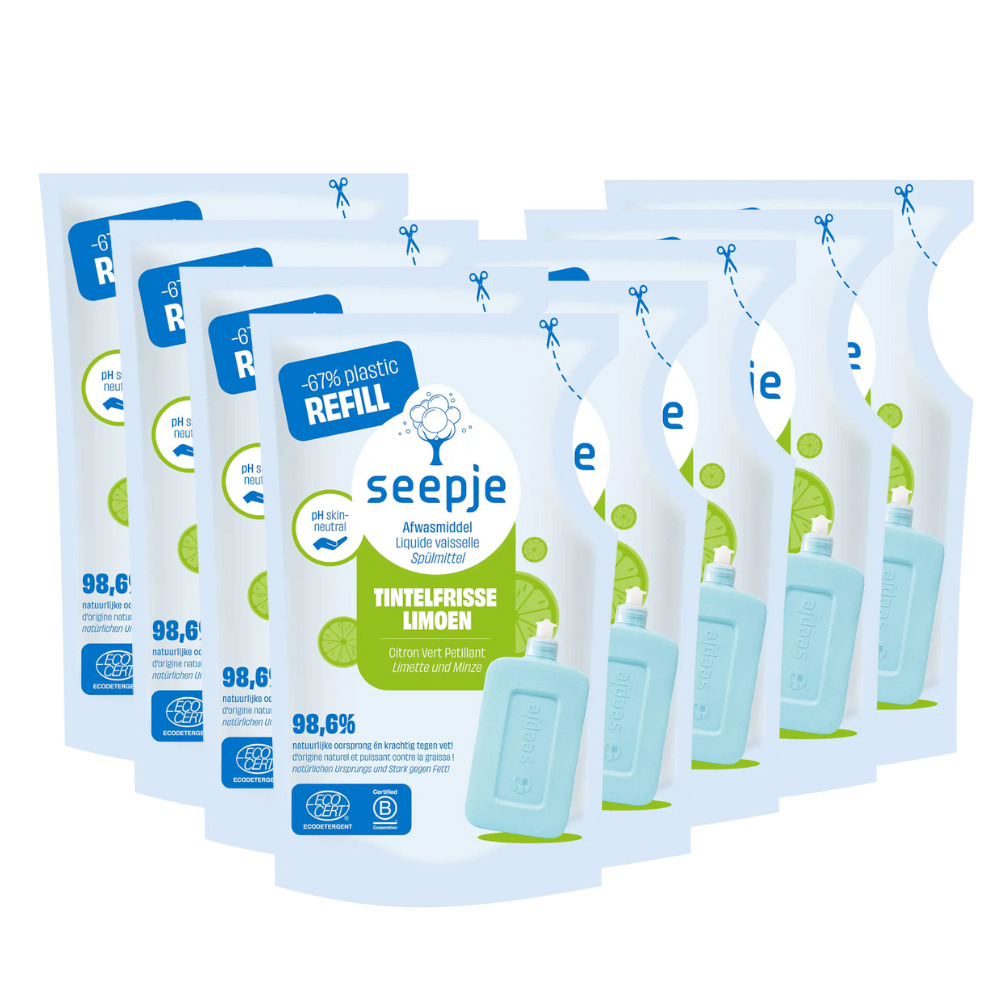 Seepje Afwasmiddel Navulling Tintelfrisse Limoen (8 x 500 ml)