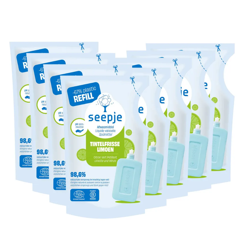 Seepje Afwasmiddel Navulling Tintelfrisse Limoen (8 x 500 ml)