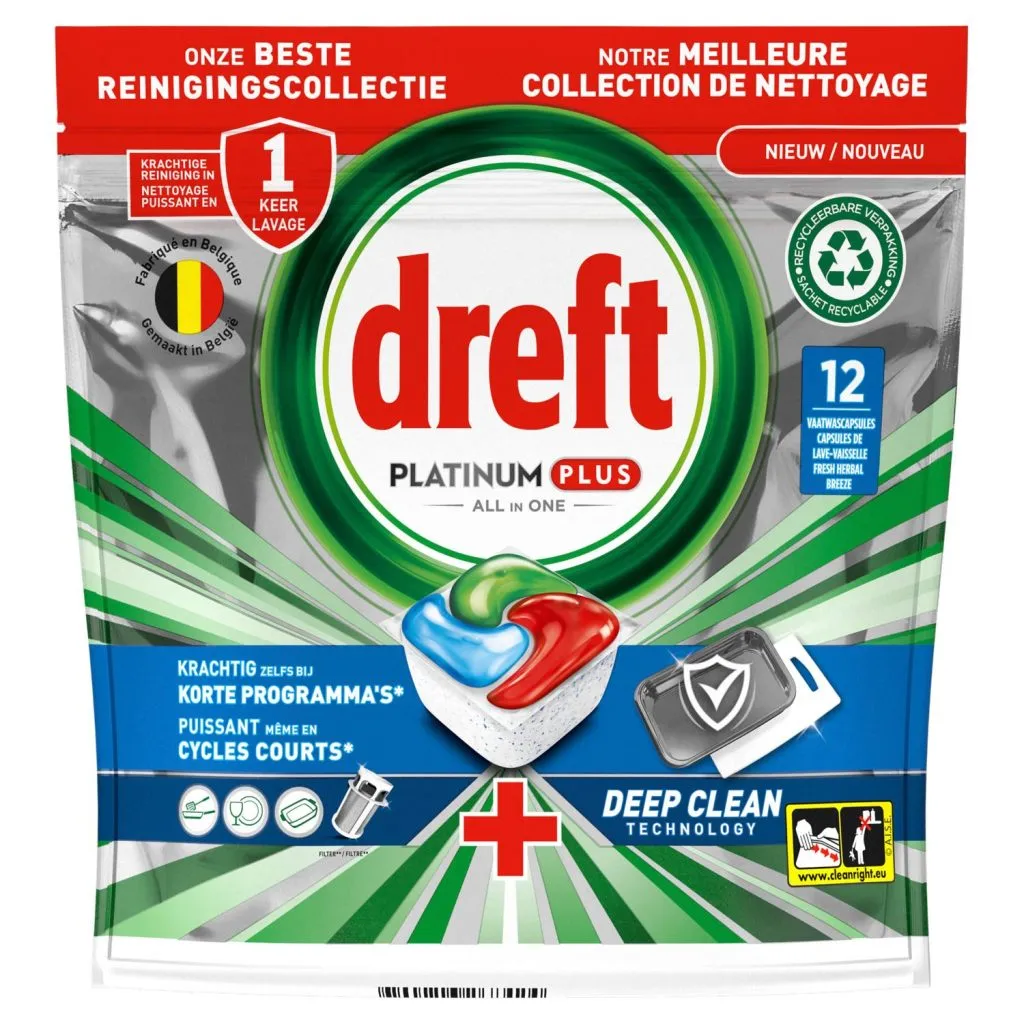 Dreft Platinum Plus Vaatwastabletten Deep Clean (22 tabletten)