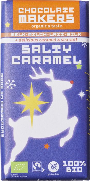 Chocolatemakers Kerstreep Salty Caramel Bio (80 gr)