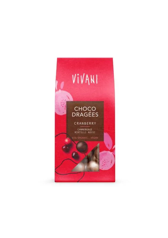 Vivani Choco Dragees Cranberry Bio (75 gr)