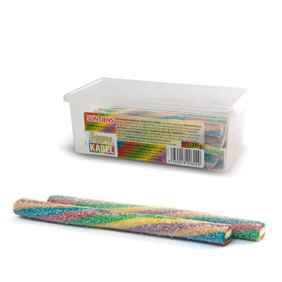 Suntjens Zure Regenboogkabel - Aardbei- & Vanillesmaak (320 gr)