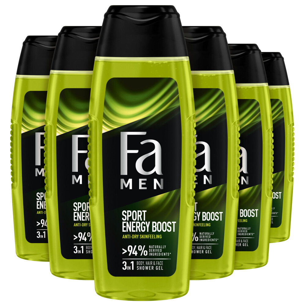 6x Fa Men douchegel sport double power boost (250 ml)